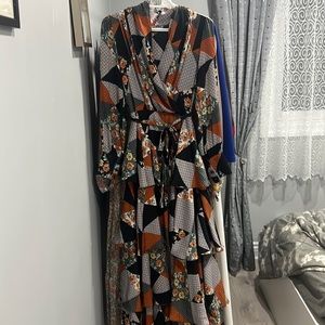 Layered ruffle print dress